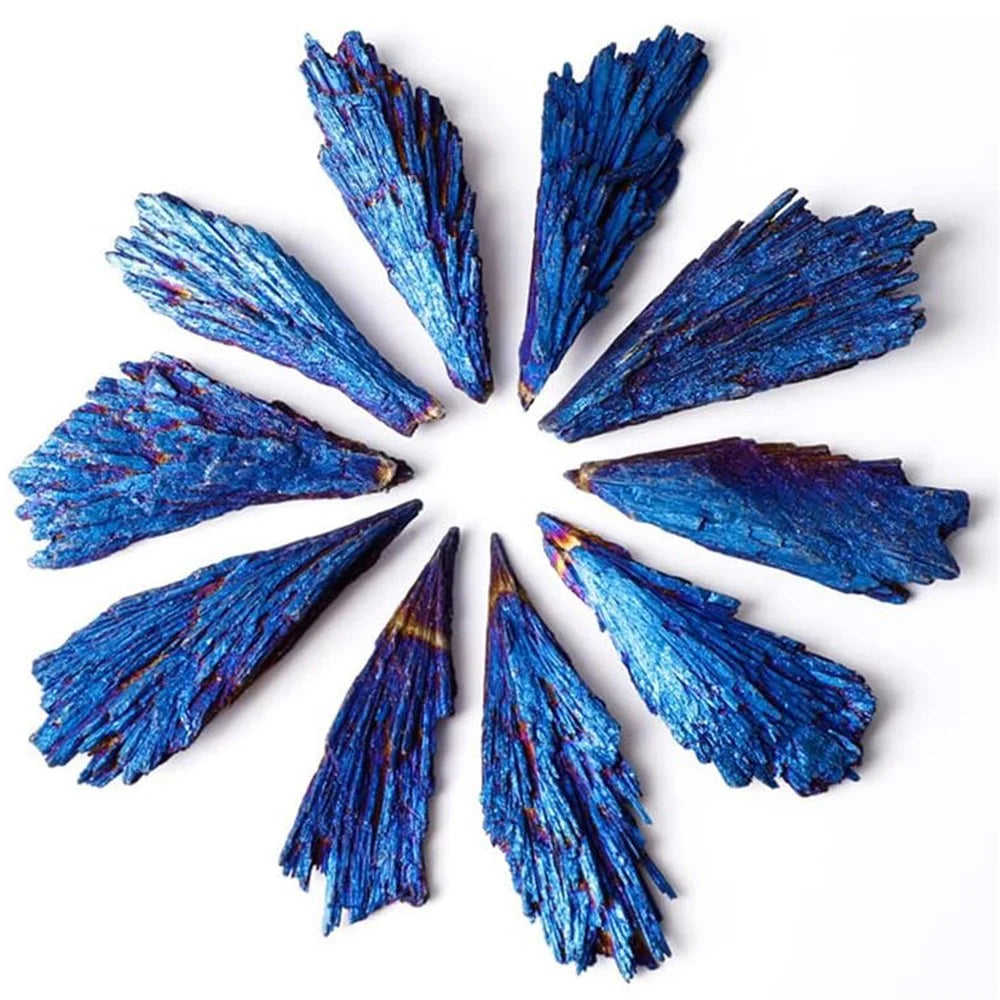 10Pcs / Pack Peacock Feather Style Natural Black Tourmaline Electroplated Colored Tourmaline Pendant, 6-9cm 20-30g - 1