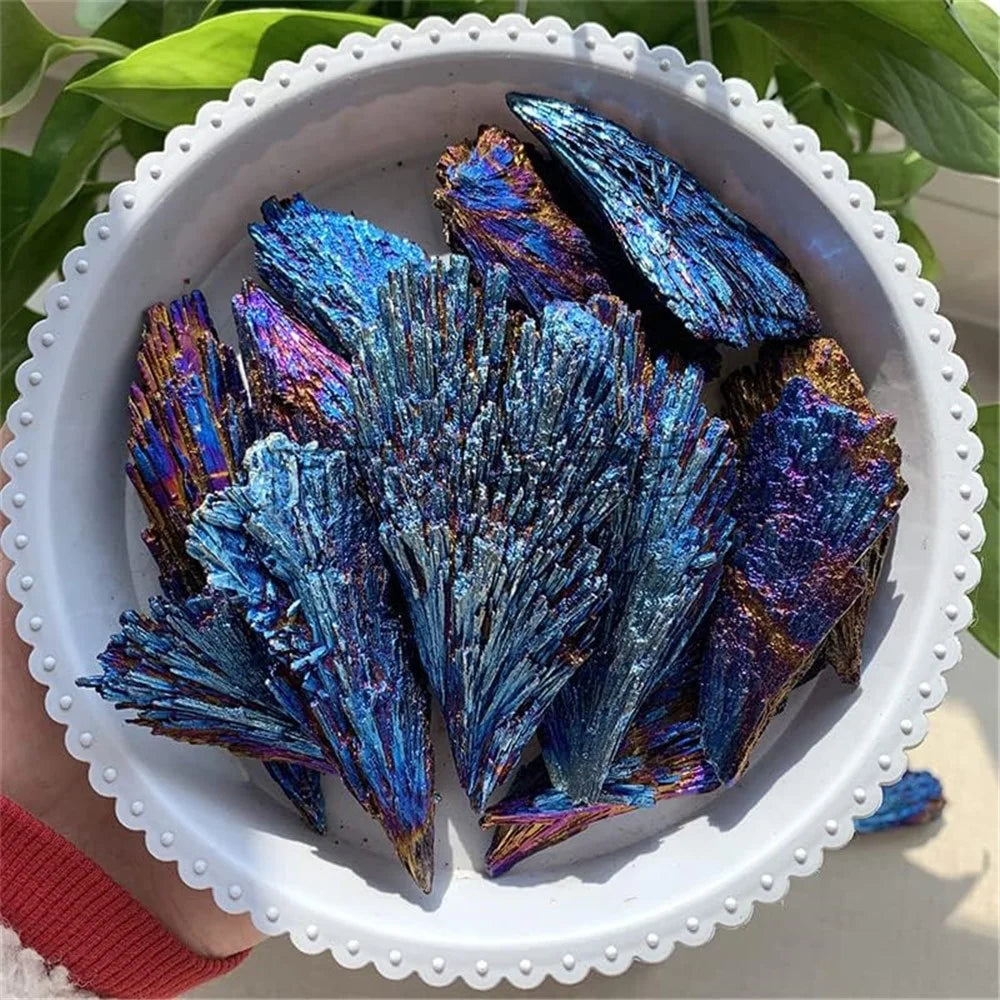 10Pcs / Pack Peacock Feather Style Natural Black Tourmaline Electroplated Colored Tourmaline Pendant, 3cm 5-10g - 6