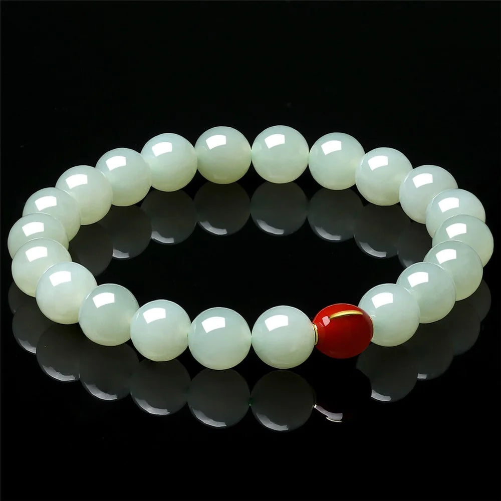 YISIXICI ZL13140002 Jade Bracelet Natural Beaded Wrist Jewelry Birthday Gift - M - 4