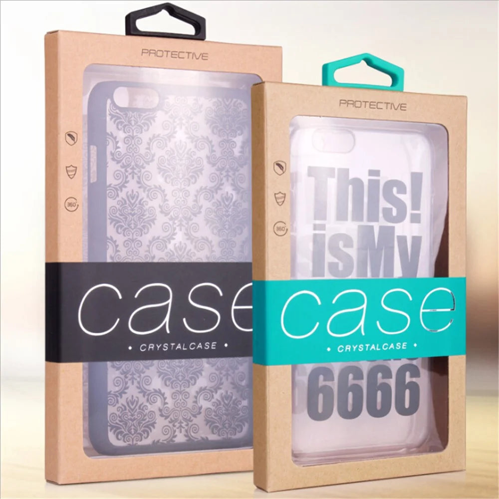 Customized Logo 50Pcs/Set Kraft Paper Box Package for Phone Case, Size: 162 x 85mm - Black - 2
