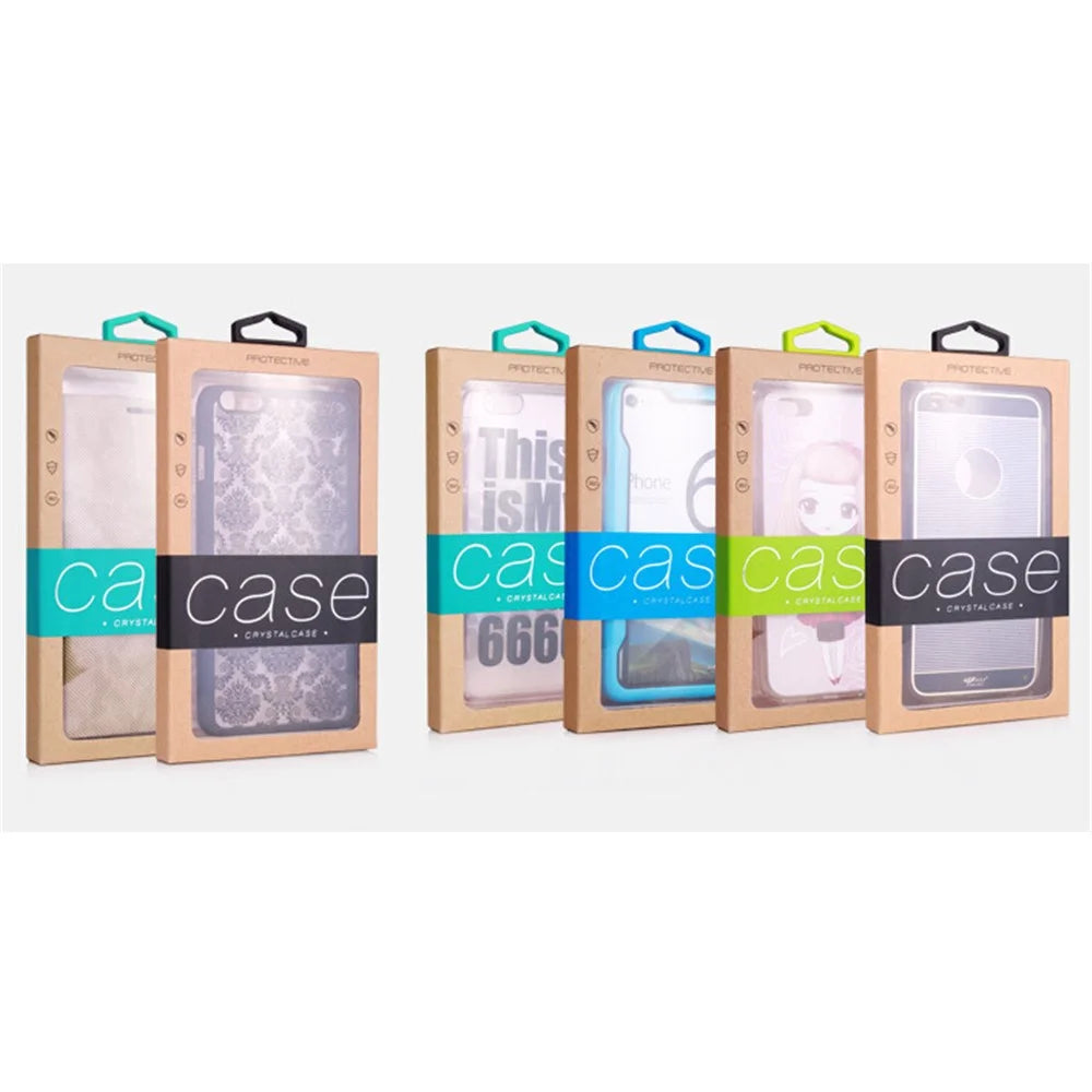 Customized Logo 50Pcs/Set Kraft Paper Box Package for Phone Case, Size: 162 x 85mm - Black - 4