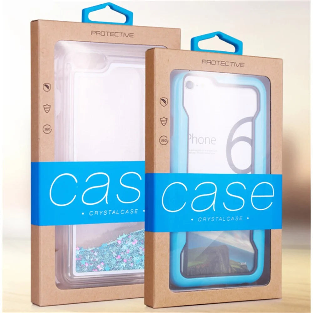Customized Logo 50Pcs/Set Kraft Paper Box Package for iPhone /Samsung Cases, Size: 140x75mm - Black - 3