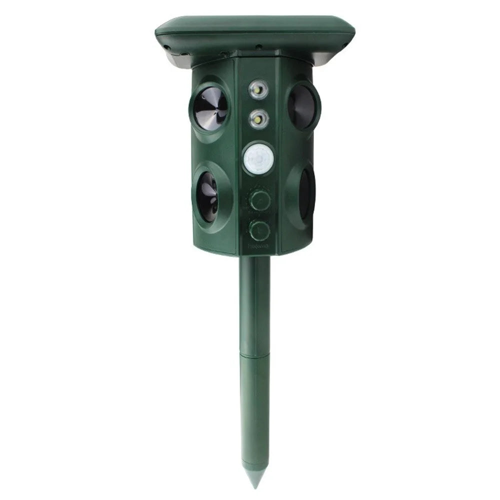 Outdoor Solar Ultrasonic Pest Animal Repeller Repellent Garden for Fox Deer Squirrels Skunk - 2