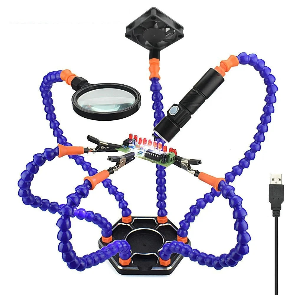 Multi Soldering Helping Hand Tool with 6Pcs Flexible Arms for PCB Board Soldering Repair Station - 1