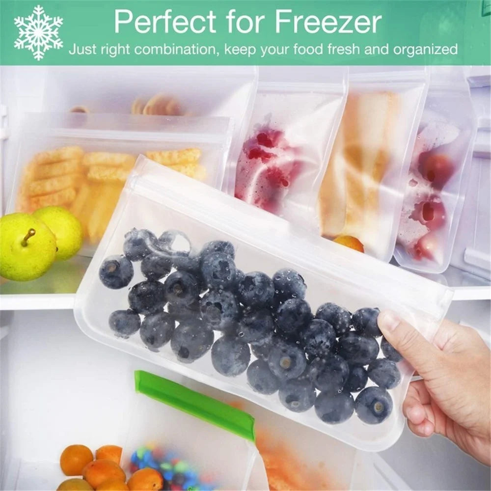 6 Pcs/Bag Transparent Fresh - keeping Bag Frosted EVA Refrigerator Food Storage Container Sealed Bag - 4