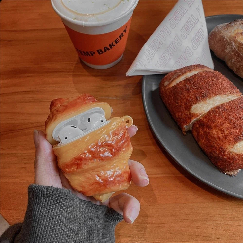 For Airpods AirPods Pro Case Protector Croissant Pastry Silicone Bluetooth-compatible Earphone Cover - As Shown - 1
