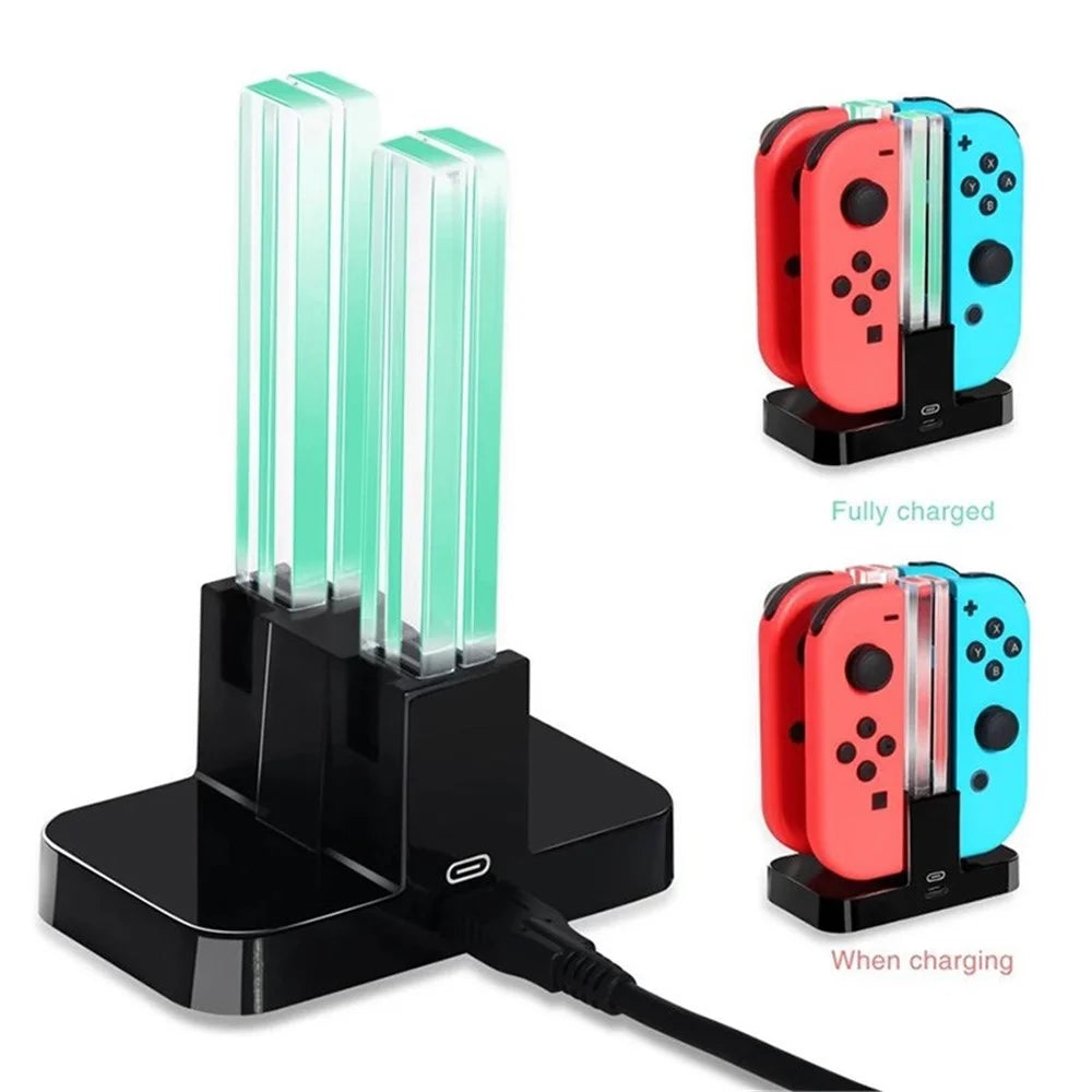 Controller Charger for Nintendo Switch Joy-Con , 4 in 1 Charging Dock Stand Station with LED Indicators - Black - 1