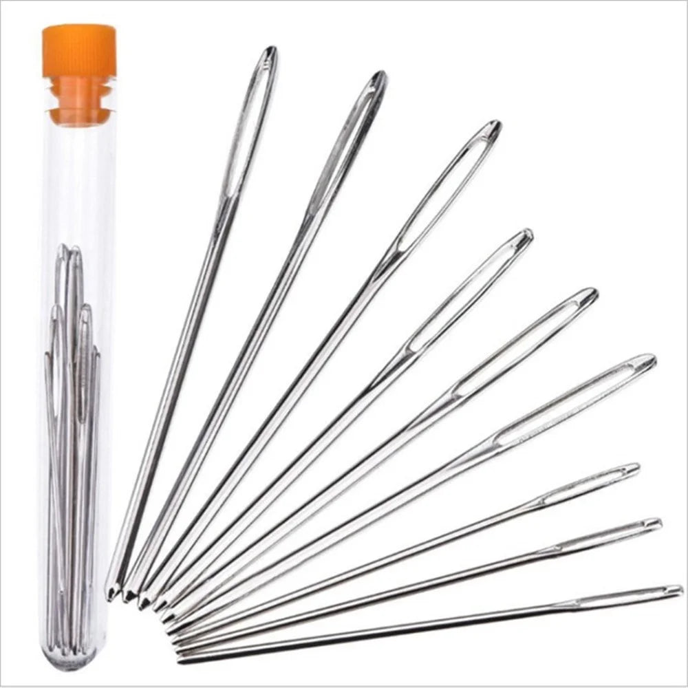 Blunt Sewing Needles Set Large-Eye Cross Stitch Leather Yarn Knitting Needles Hand DIY Needlework Tool - 9-in-1 - 1