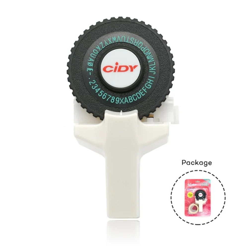 CIDY Motex E-101 Manual Label Maker with 2Pcs 9mm Label Tapes for Motex 3D Label Printer Labeling Machine - White - 1