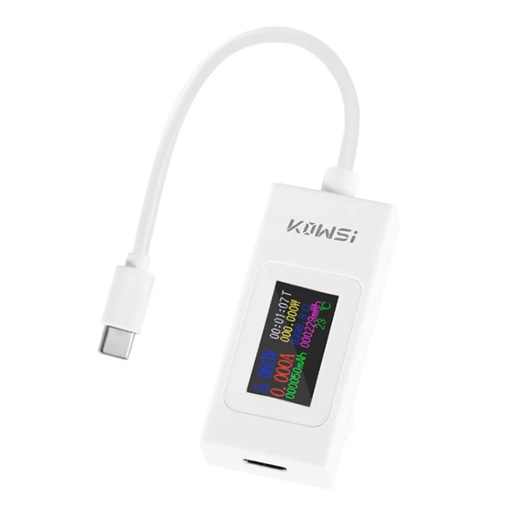KOWSI KWS-066C DC 4-30V Type-C Voltage Tester 2-Way Timing Ammeter Digital Monitor Cutoff Power Indicator - White - 1