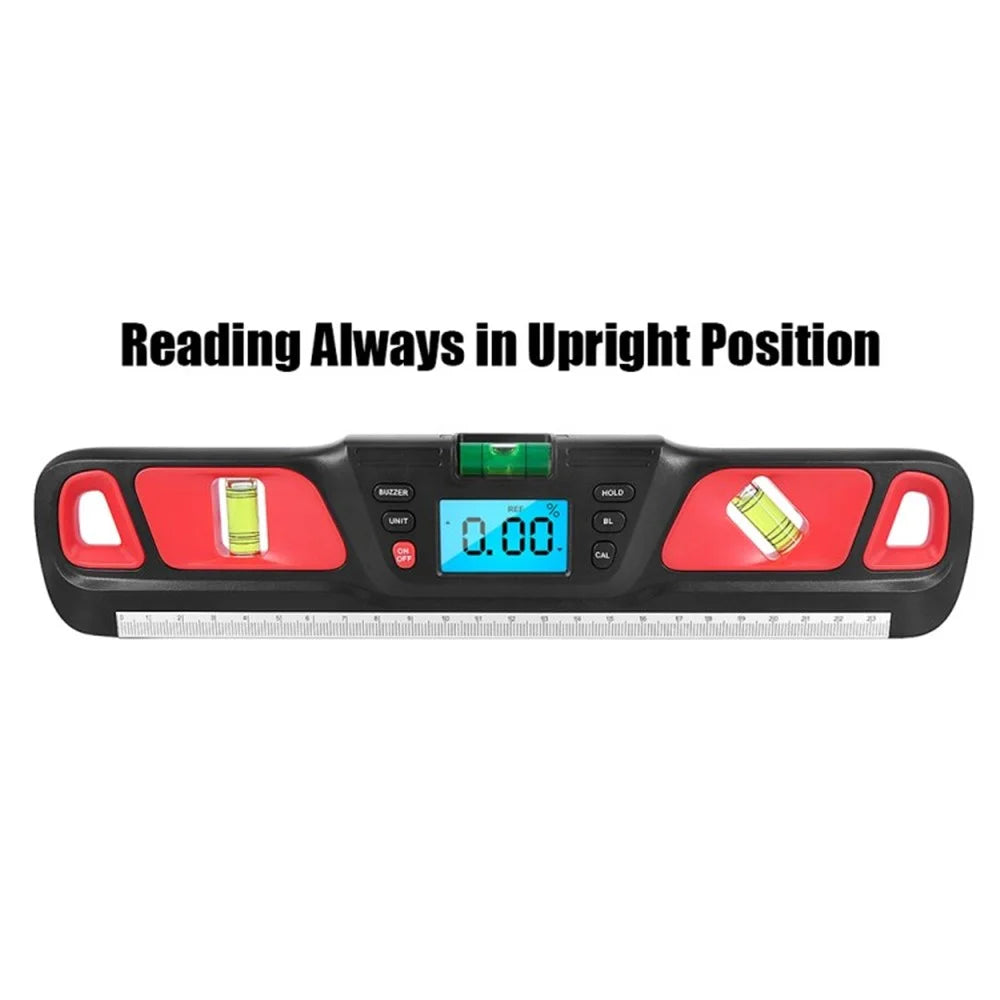 HW-200 Electric Level Angle Slope Scale Ruler Digital Spirit Level Inclinometer Angle Gauge Finder - Red - 1