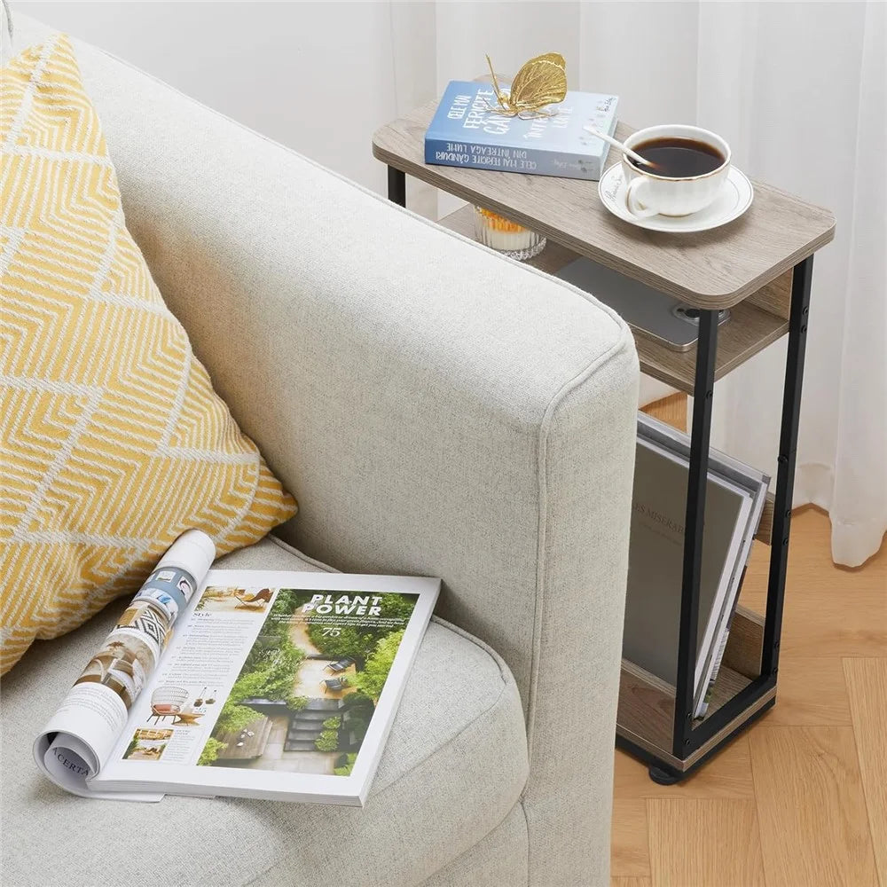 DULCII 3 Tier Slim End Table Narrow Space Nightstand with Magazine Shelf (MOQ: 300) - 2