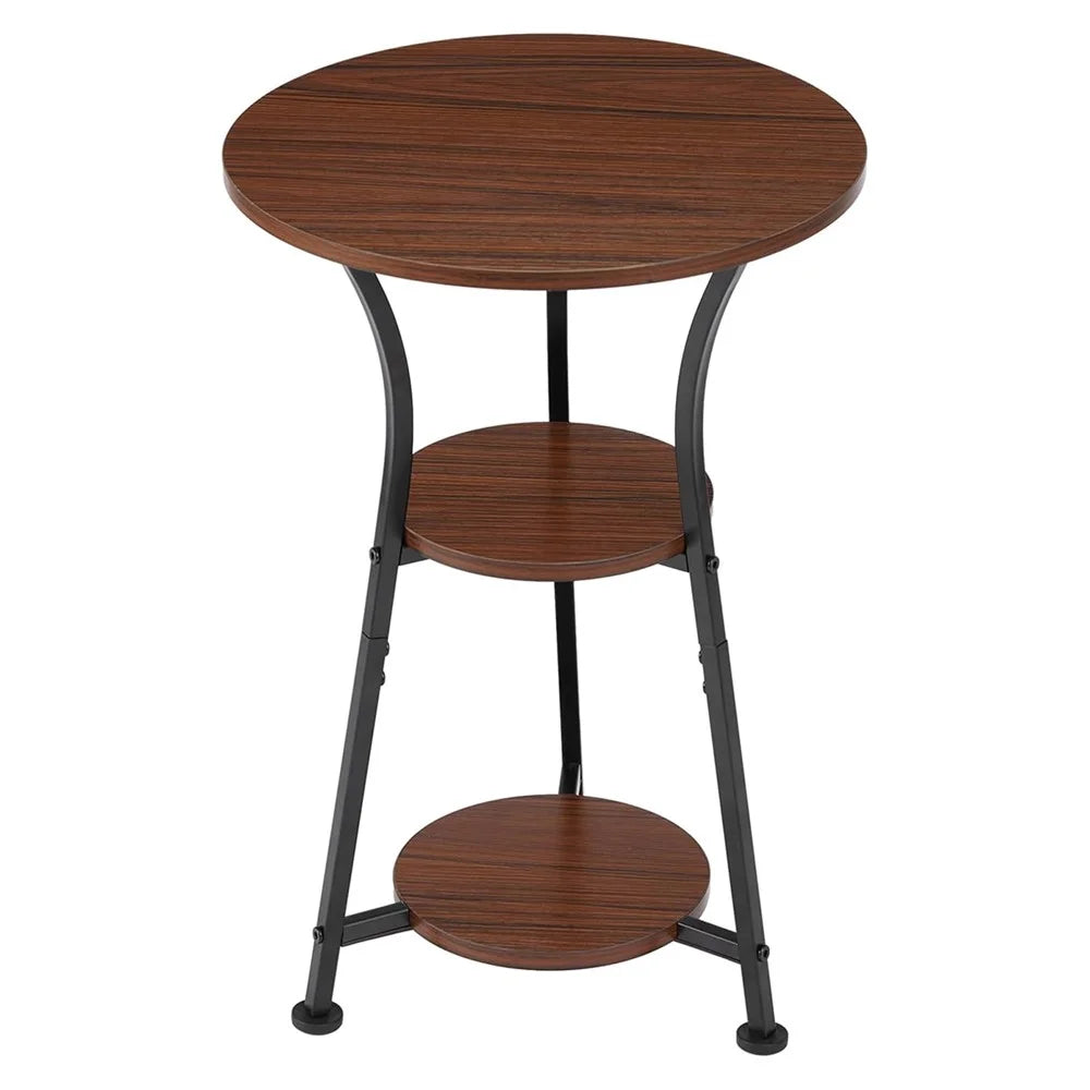 DULCII 3 Tier Sofa Side End 3 Leg Round Table for Living Room Bedroom, 38x56cm - Cherry Wood Color (MOQ: 200) - 2