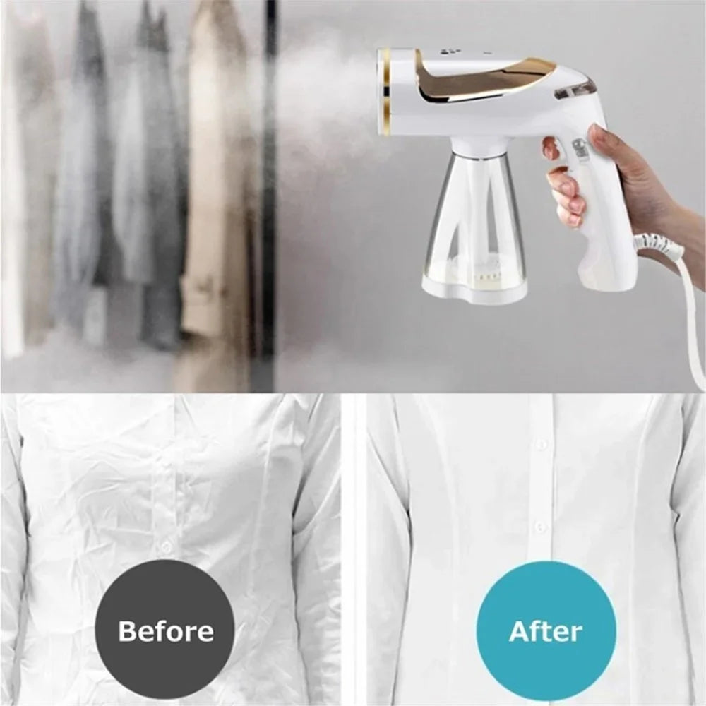 1600W Foldable Handheld Garment Steamer 250ml Water Tank Automatic Steam Brush Hanging Ironing Machine - White+Single Gear / EU Plug - 4