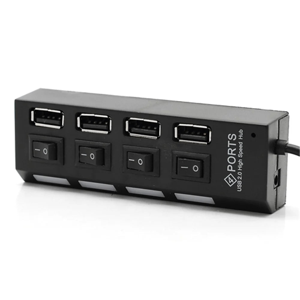4 Port Hi-Speed USB 2.0 HUB ON/OFF Switch for Laptop PC - Black - 2