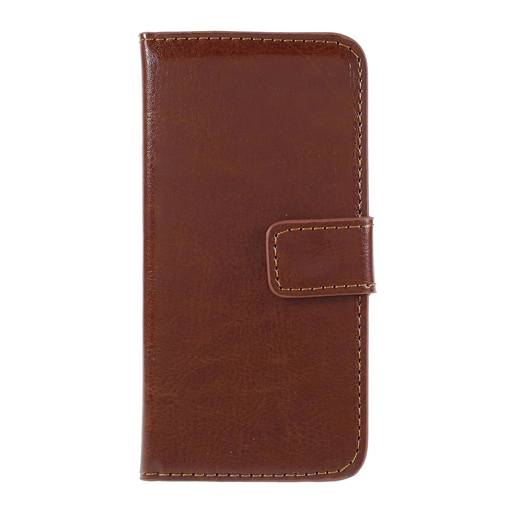 Brown for iPhone SE 5s 5 Crazy Horse Wallet Leather Case w/ Stand - 1