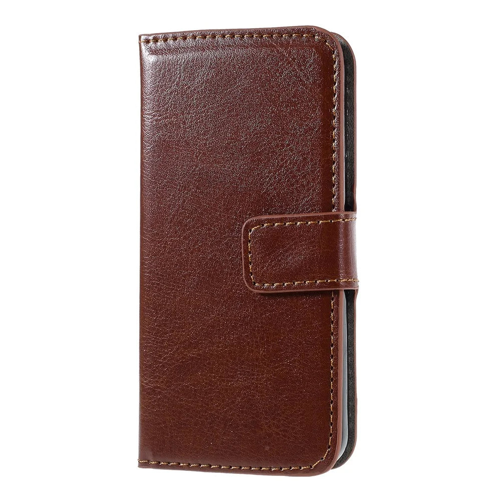 Brown for iPhone SE 5s 5 Crazy Horse Wallet Leather Case w/ Stand - 2