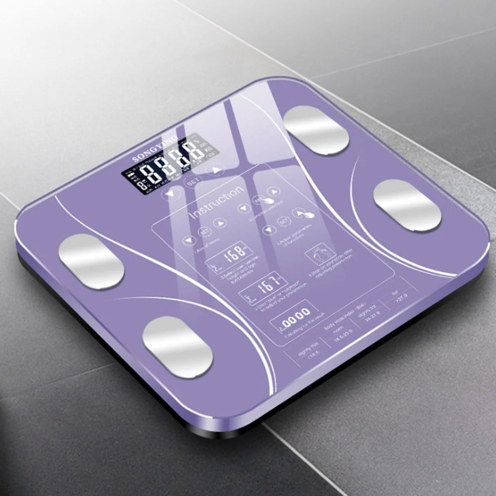 15 Kinds of Data Body Fat Scale Intelligent Electronic Weight Scale Digital BMI Scale Water Mass Health Body Composition Analyzer [English Version] - Purple - 3