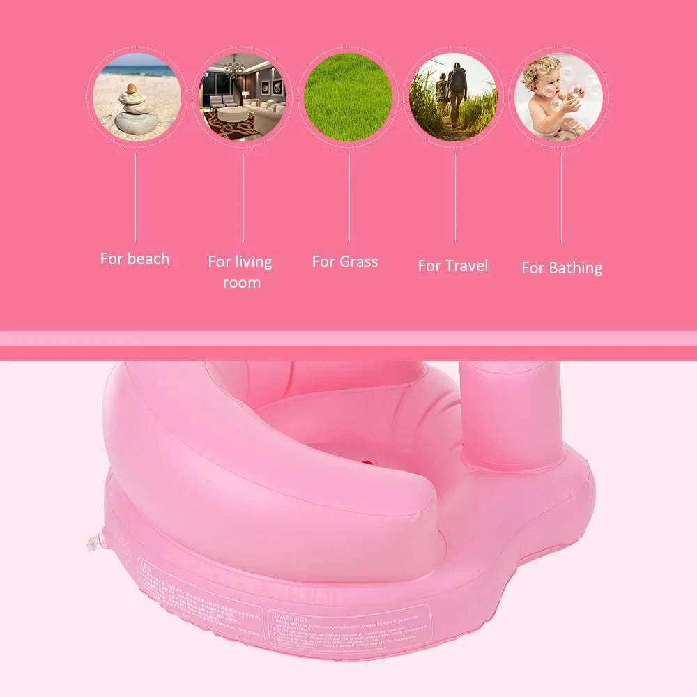 Baby Inflatable Seat Portable Summer Toddler Beach Chair Infant Support PVC Sofa for 5-24 Months Toddlers - Pink - 7