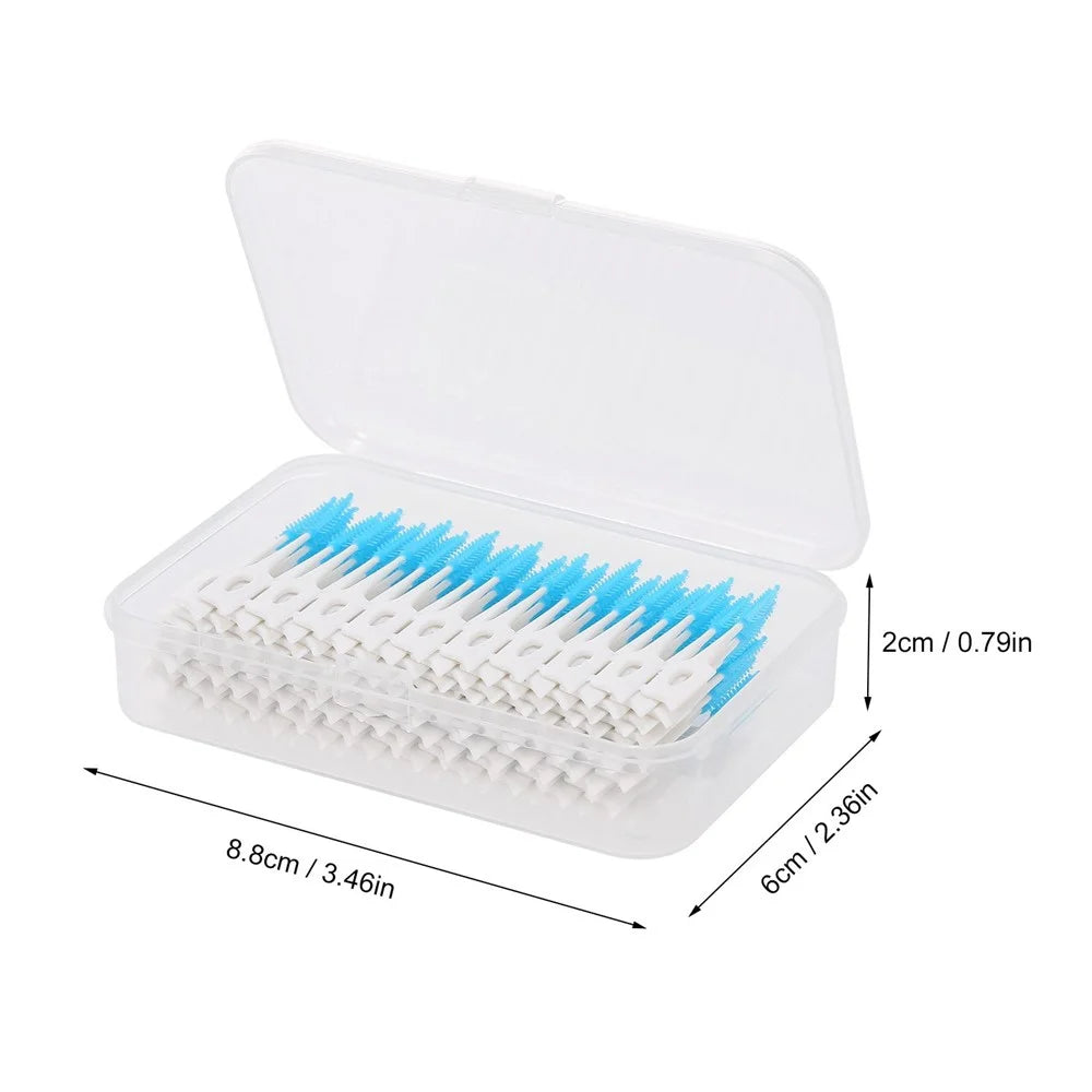 160Pcs/Set Soft Silicone Toothpick Double-ended Tooth Picks Dental Floss Interdental Brush Portable Teeth Stick Dental Hygiene Tools - Blue - 6