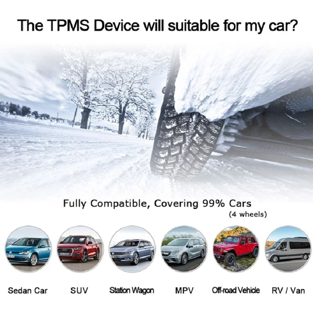 Car TPMS Tire Pressure Digital Solar Energy Monitoring System Auto Security Tire Pressure Alarm Systems LCD Display with 4 Internal Sensors - 7