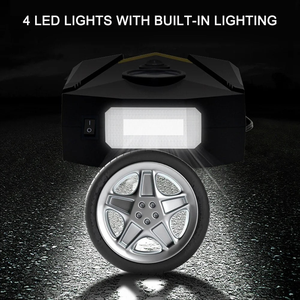 Portable Car Tire Inflator Air Compressor Auto Tire Pump with Emergency LED Lighting Function - 2
