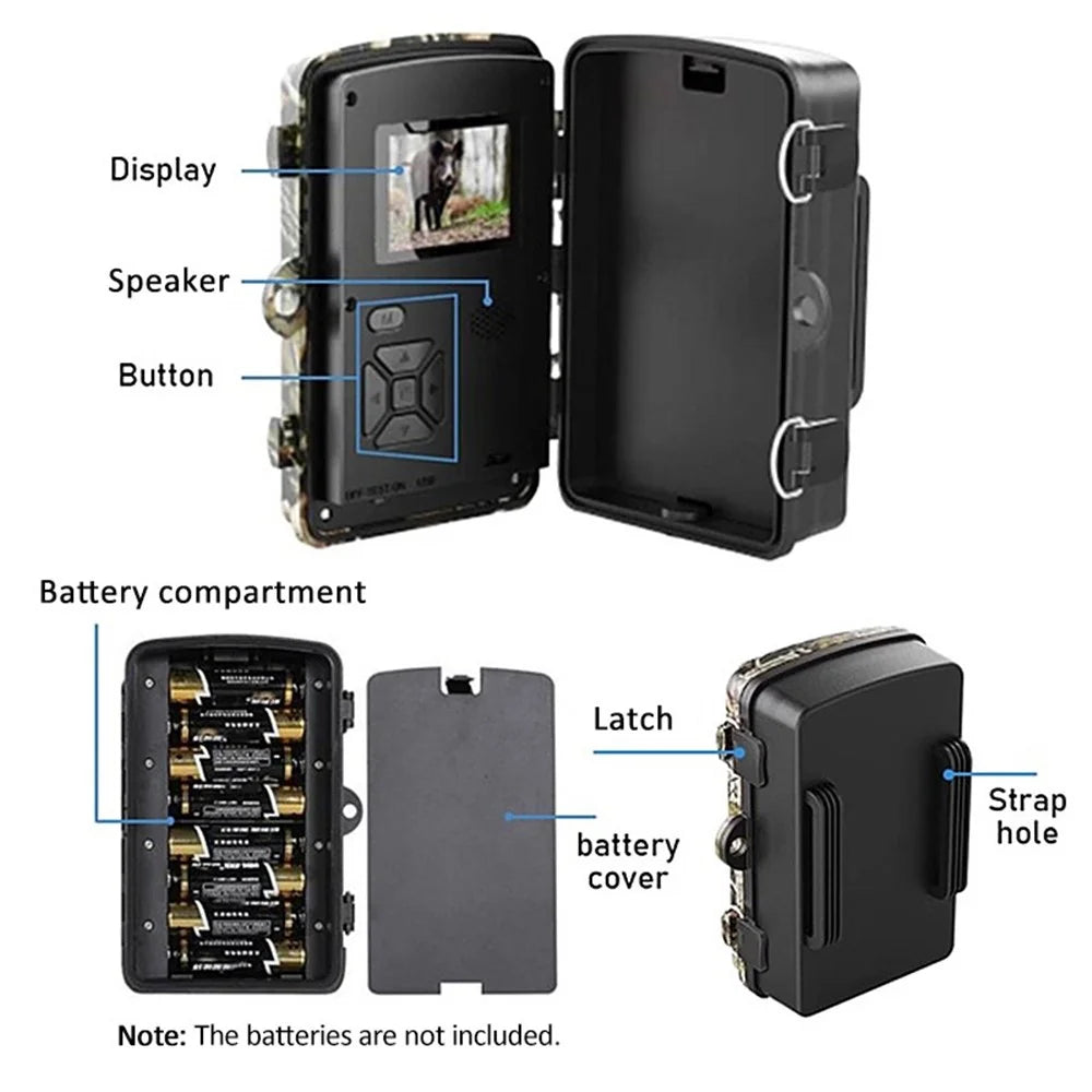 12MP 1080P Wildlife Hunting Trail and Game Camera with TF Card Motion Activated Security Camera IP66 Waterproof Outdoor Infrared Night Vision Hunting Scouting Camera - 32G TF Card - 2