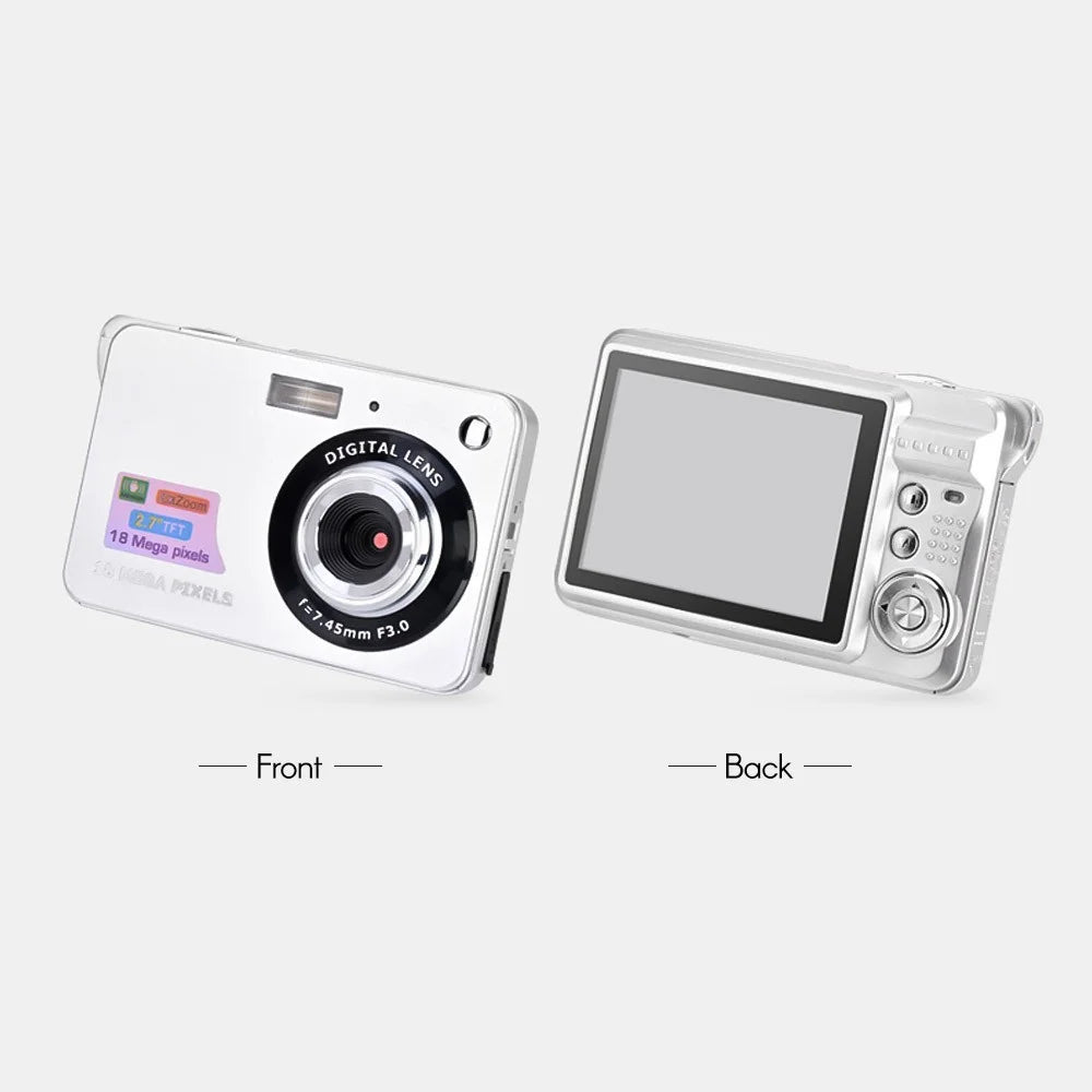 Digital Camera Mini Pocket Camera 18MP 2.7 Inch LCD Screen 8x Zoom Smile Capture Anti-Shake with Battery - Black - 6
