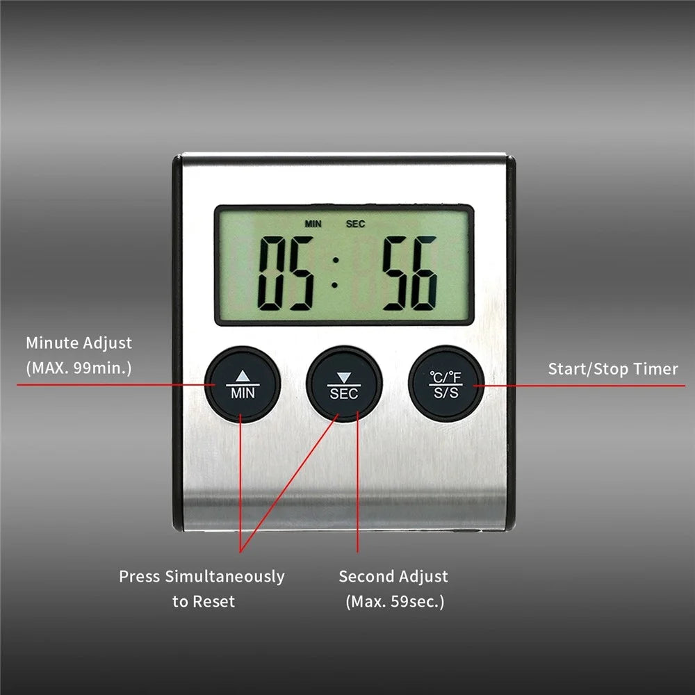 Kitchen BBQ Grill Food LCD Digital Thermometer 0~250°C with Alarm Timer Function (without Certification) - 6