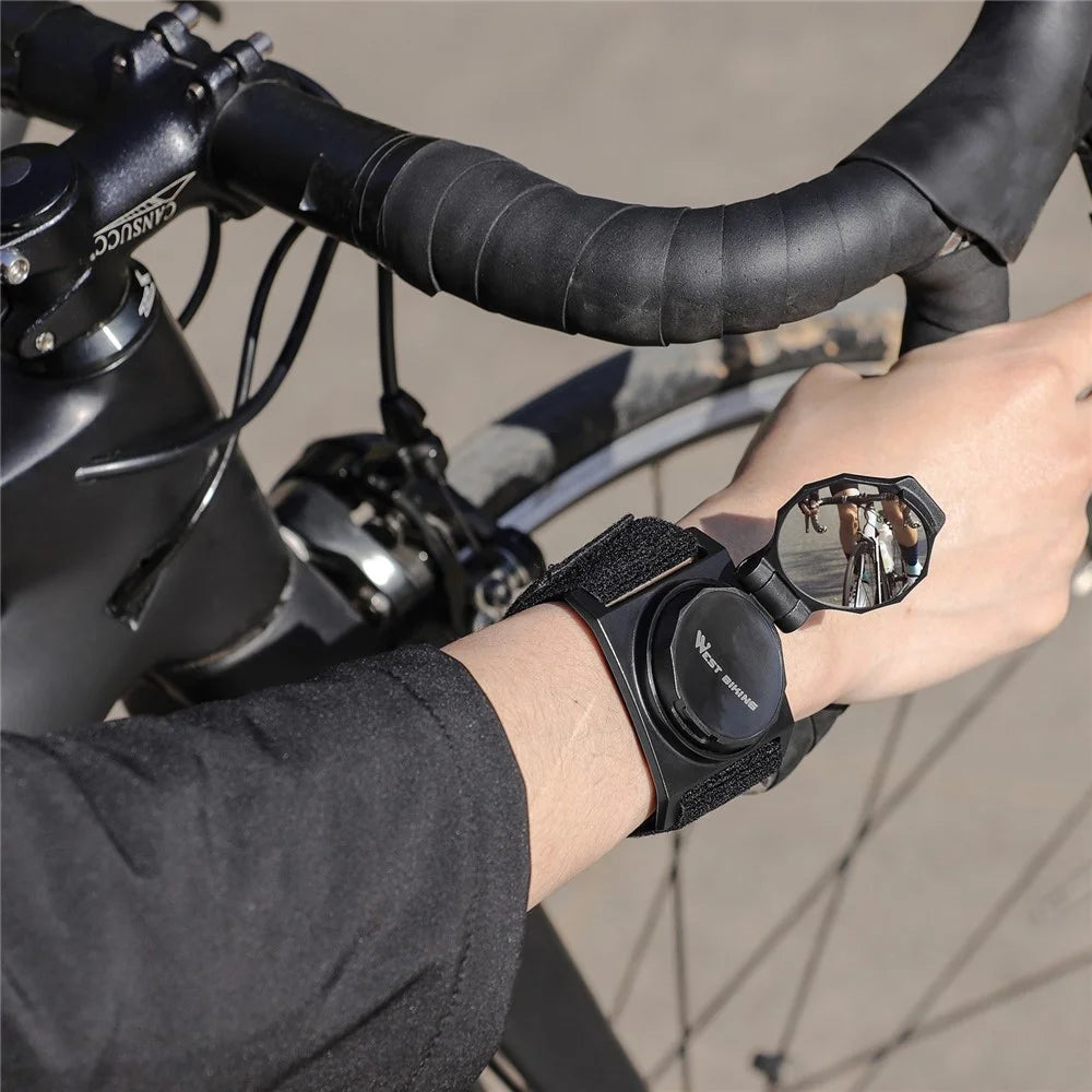 WEST BIKING Bike Mirror 360-degree Adjustable Bicycle Cycling Rear View Mirror Wristband Safe Rearview Mirror - 3