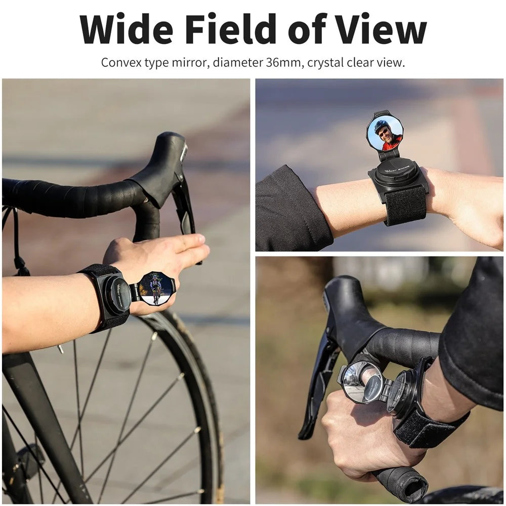 WEST BIKING Bike Mirror 360-degree Adjustable Bicycle Cycling Rear View Mirror Wristband Safe Rearview Mirror - 5
