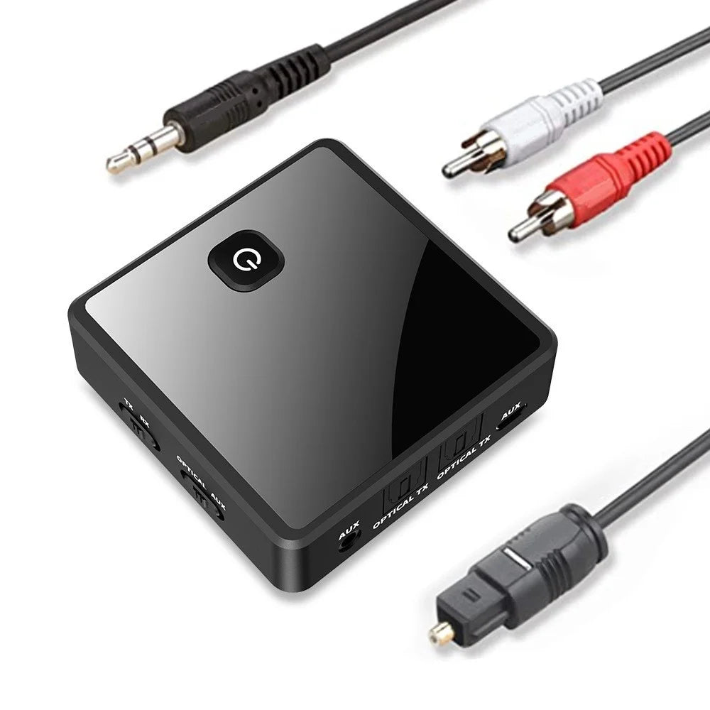 Fiber Optic Bluetooth-compatible 5.0 Audio Transmitter Receiver 2-in-1 Wireless Bluetooth-compatible Adapter One Connects Two Audio Adapter - 1