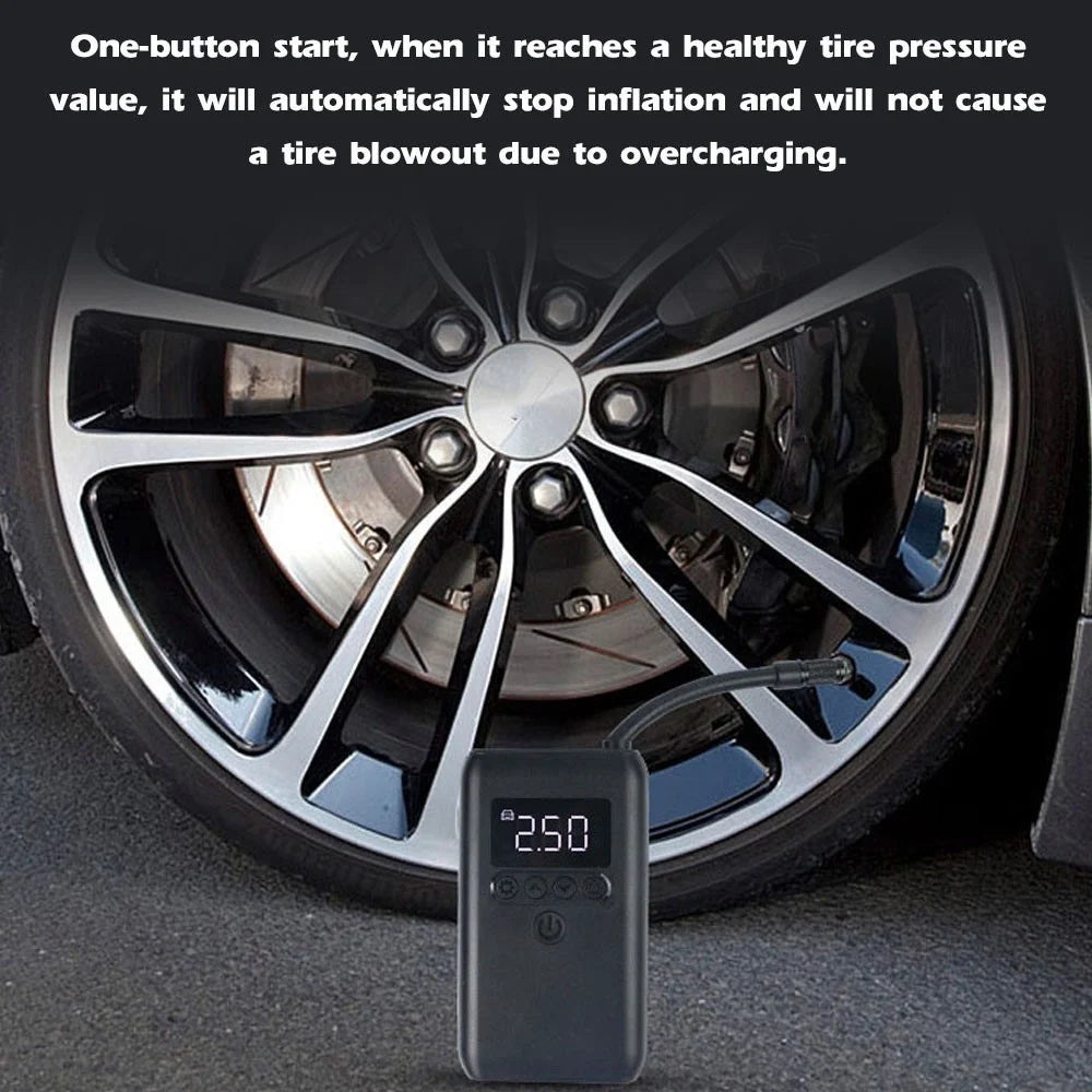 Mini Portable Car Air Compressor Tire Inflator 150PSI Rechargeable Cordless Auto Air Pump with Digital Display LED Light - 2