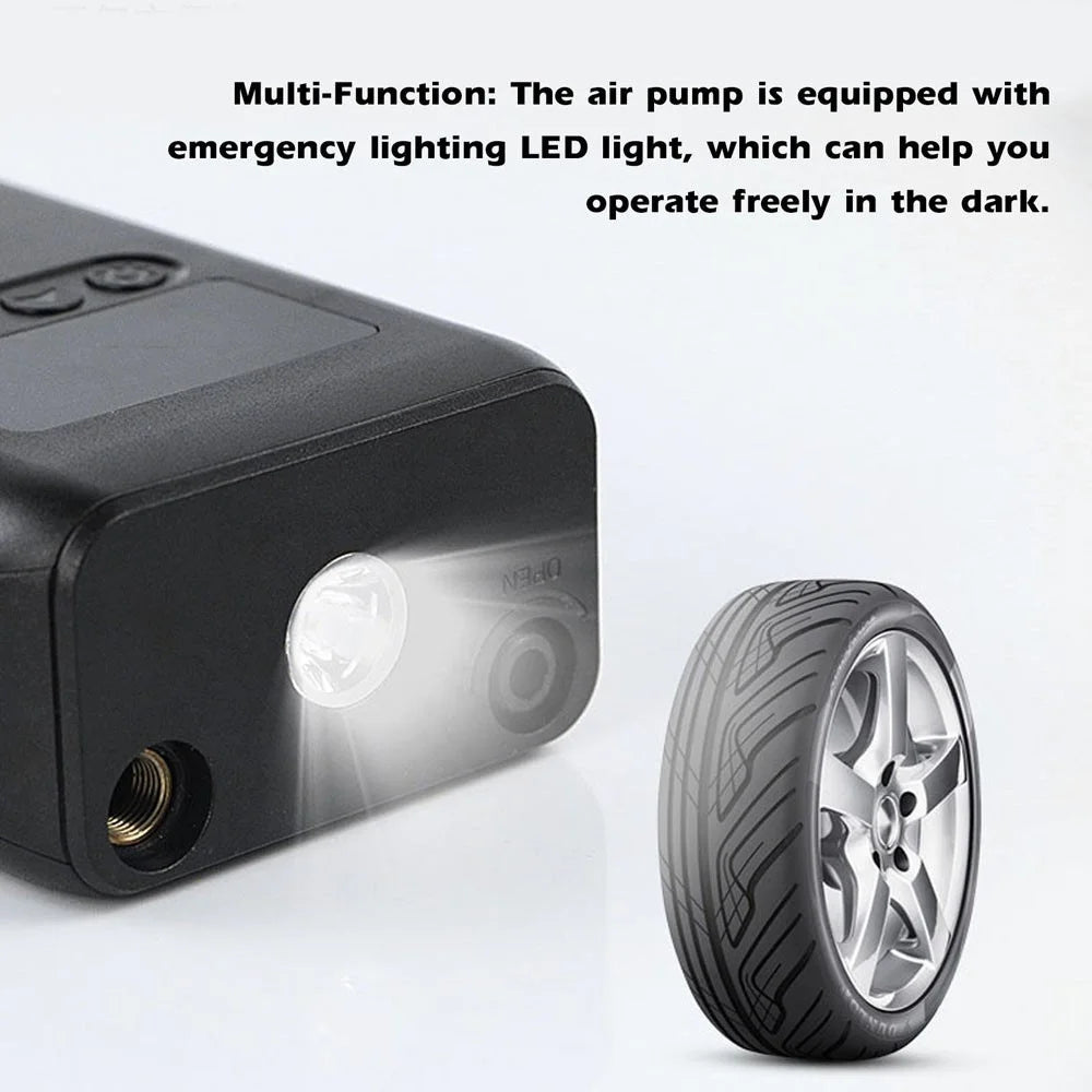 Mini Portable Car Air Compressor Tire Inflator 150PSI Rechargeable Cordless Auto Air Pump with Digital Display LED Light - 3
