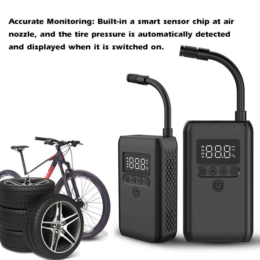 Mini Portable Car Air Compressor Tire Inflator 150PSI Rechargeable Cordless Auto Air Pump with Digital Display LED Light - 4