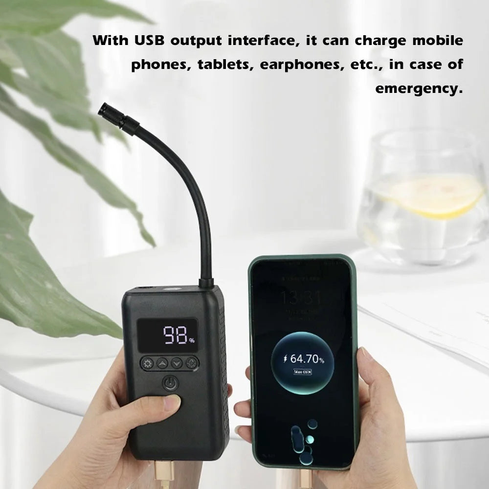 Mini Portable Car Air Compressor Tire Inflator 150PSI Rechargeable Cordless Auto Air Pump with Digital Display LED Light - 6