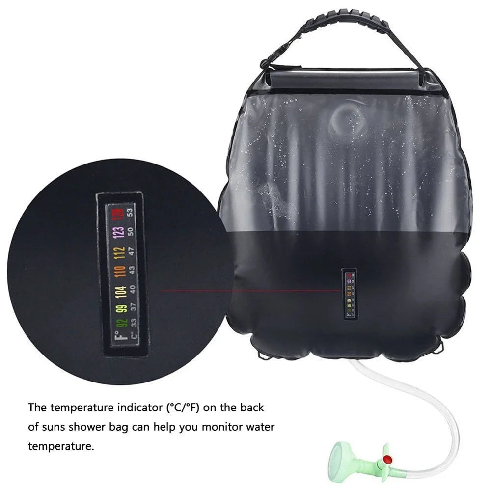 For Outdoor Camping 20L Large Capacity Portable Shower Bath Sunshine Heat Water Bag - Black - 3
