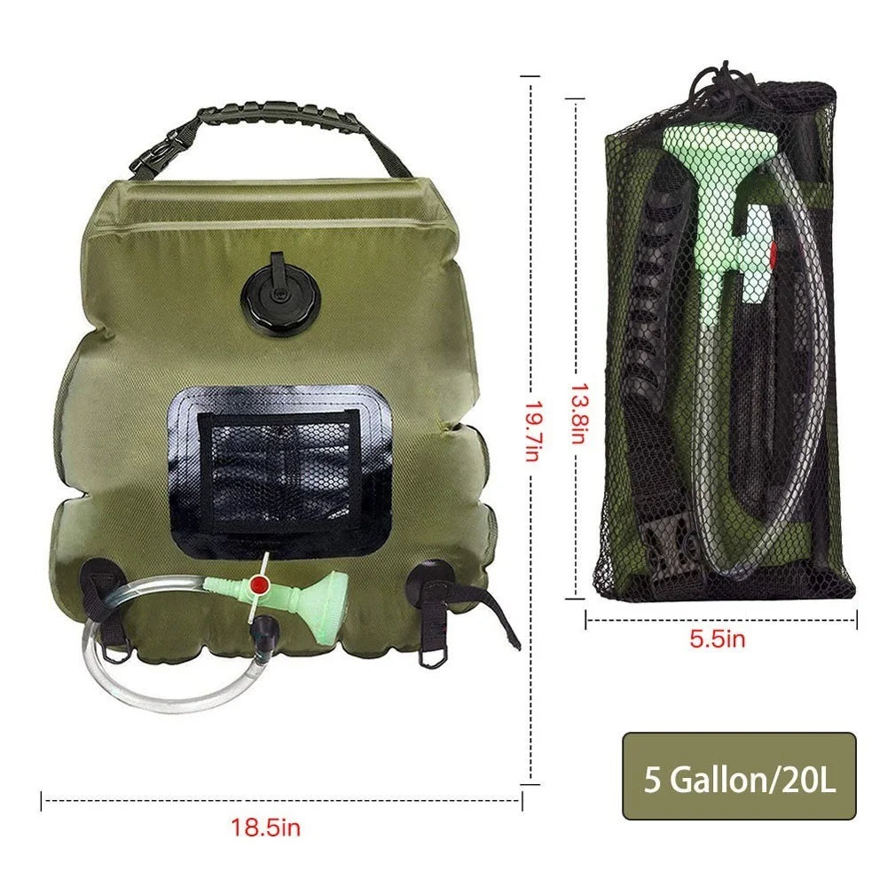 For Outdoor Camping 20L Large Capacity Portable Shower Bath Sunshine Heat Water Bag - Black - 5