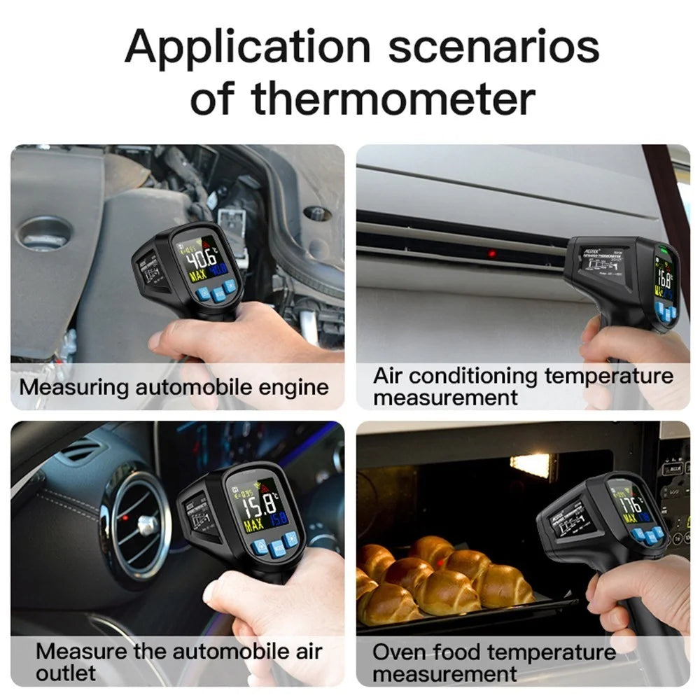 MESTEK IR03A -50 to 400 Degree Handheld Infrared Thermometer Non-Contact Digital Laser Industrial IR Temperature Tester with LCD Display - 6