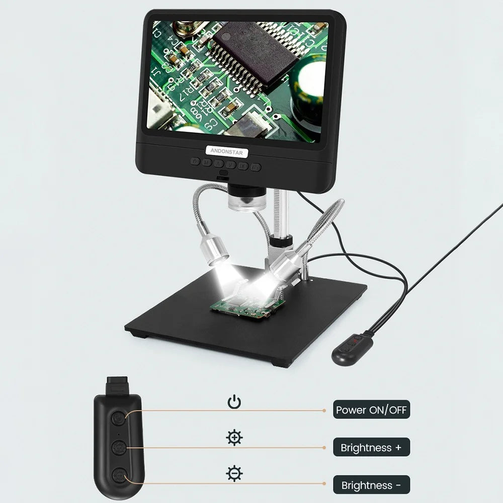 ANDONSTAR AD208 8.5 Inch LCD Digital Microscope 5X-260X Video Microscope with Adjustable Metal Stand and LED Light - 7