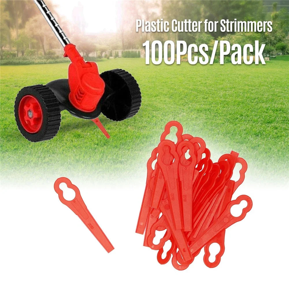 100 Pcs/Pack 83mm Plastic Durable Cutter Cutting Accessories for Strimmers Lawn Mower Grass Trimmer Gardening Tool Replacement - 2