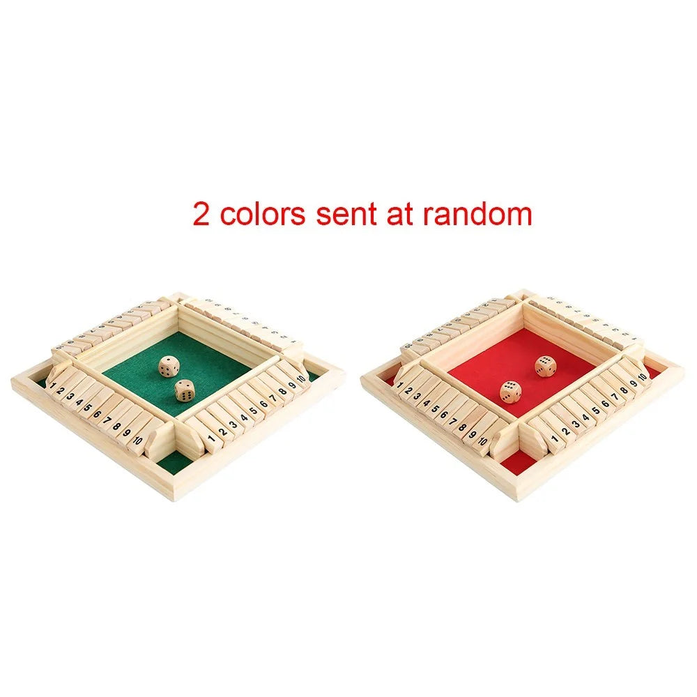 Shut The Box Dice Game 2-4 Players Classic Wooden Board Game for Kids and Adults Education Math Learning Toy - Green - 2