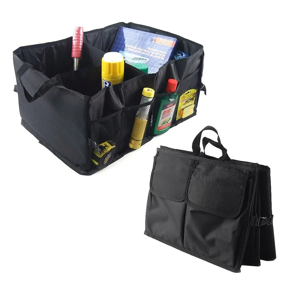 Foldable Portable Car Trunk Storage Bag Multi Compartments Large Capacity Oxford Cloth Storage Case Organizer for Camping Outing Traveling - 3