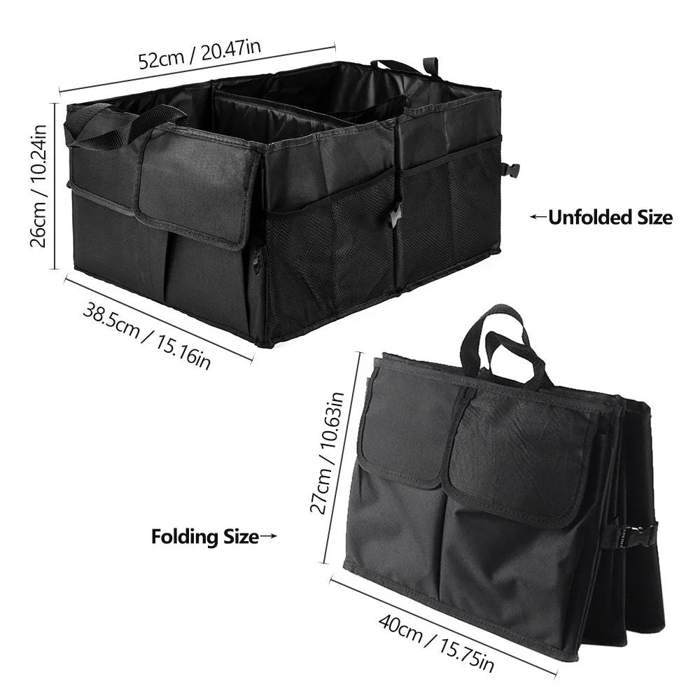 Foldable Portable Car Trunk Storage Bag Multi Compartments Large Capacity Oxford Cloth Storage Case Organizer for Camping Outing Traveling - 4