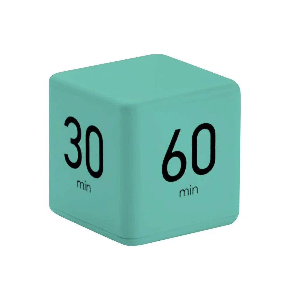 Cube Timer Learning Cooking Workout Timer Alarm Clock, LCD Screen Display Time, 15/20/30/60 Minutes Countdown Reminder - Green - 1