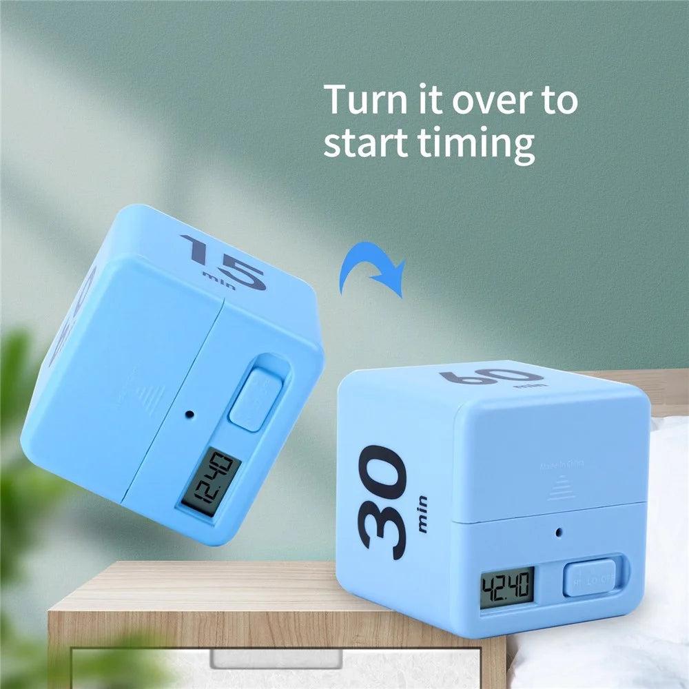 Cube Timer Learning Cooking Workout Timer Alarm Clock, LCD Screen Display Time, 15/20/30/60 Minutes Countdown Reminder - Green - 3