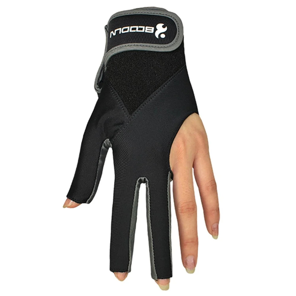 3 Fingers Show Gloves Left Hands Gloves for Billiard Shooters Carom Pool Snooker Cue Sport - Black/S-M - 1