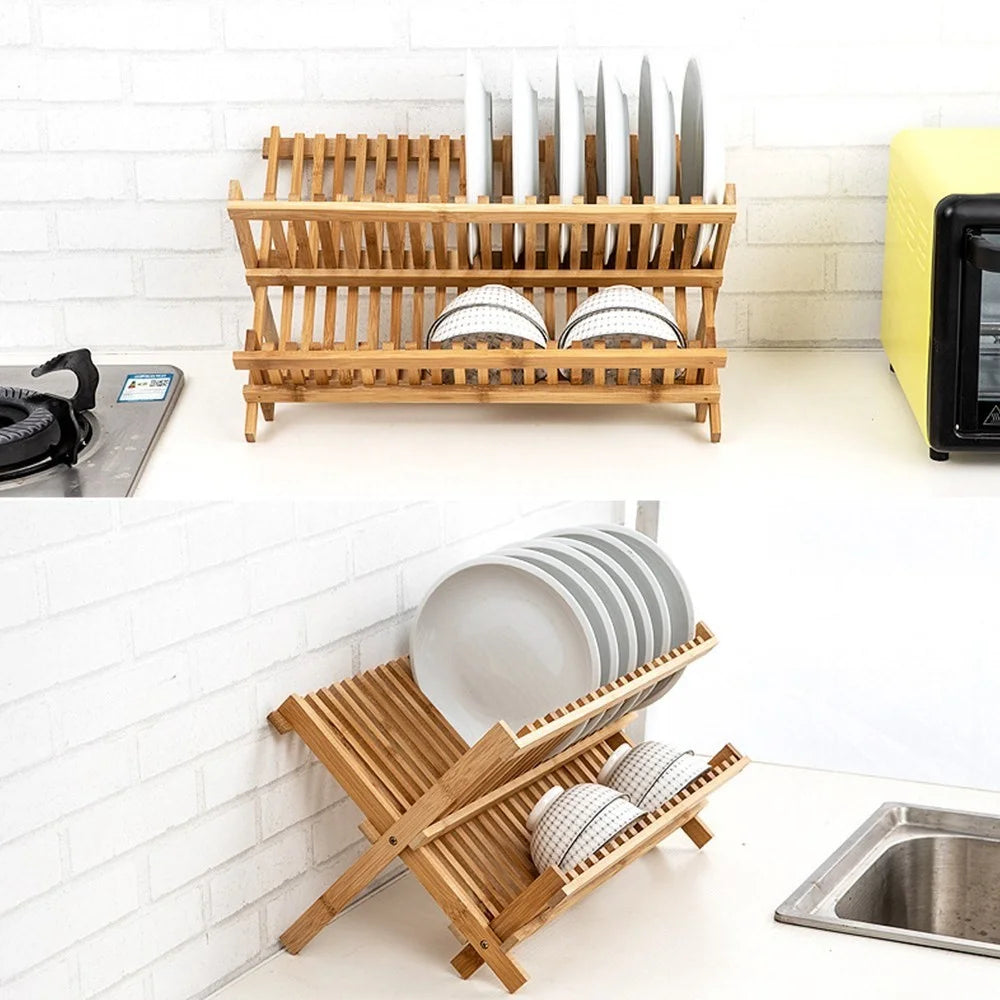 16-Grid Dish Drying Rack Storage Rack Plate Holder for Kitchen Compact Foldable - 5