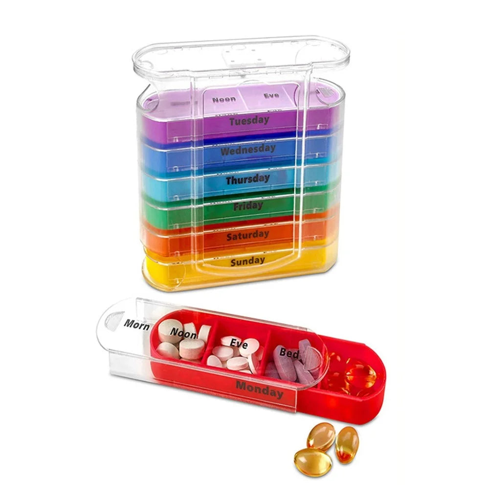 7 Days Week Pill Box Moisture-proof Lightweight Portable Pills Storage Drawer Type 28 Grids Medicine Tablet Dispenser Case Vitamin Organizer for Travel - 2