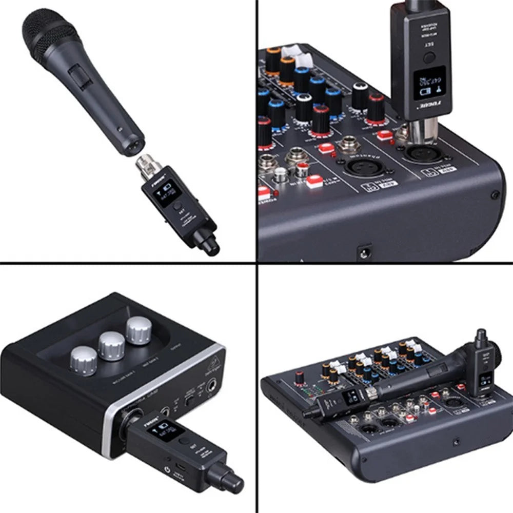 Microphone Wireless System Wireless Mic Adapter Transmitter Receiver Plug-on for Microphone Audio Mixer - 6